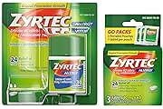 Zyrtec 24 Hour Allergy Relief Tablets, Indoor & Outdoor Allergy Medicine with 10 mg Cetirizine HCl per Antihistamine Tablet, Bundle with 1 x 30 ct and 3 x 1 ct Travel Packs