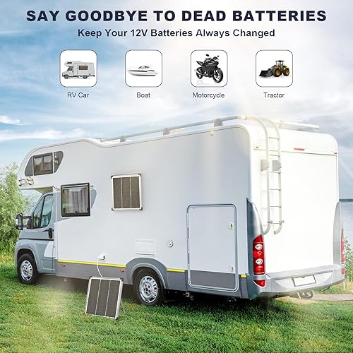 Miniatura 6 de Kit de panel solar de 20 W 12 V - Cargador de batería de RV + controlador de carga de 10 A con enchufe de encendedor de cigarrillos y clip de