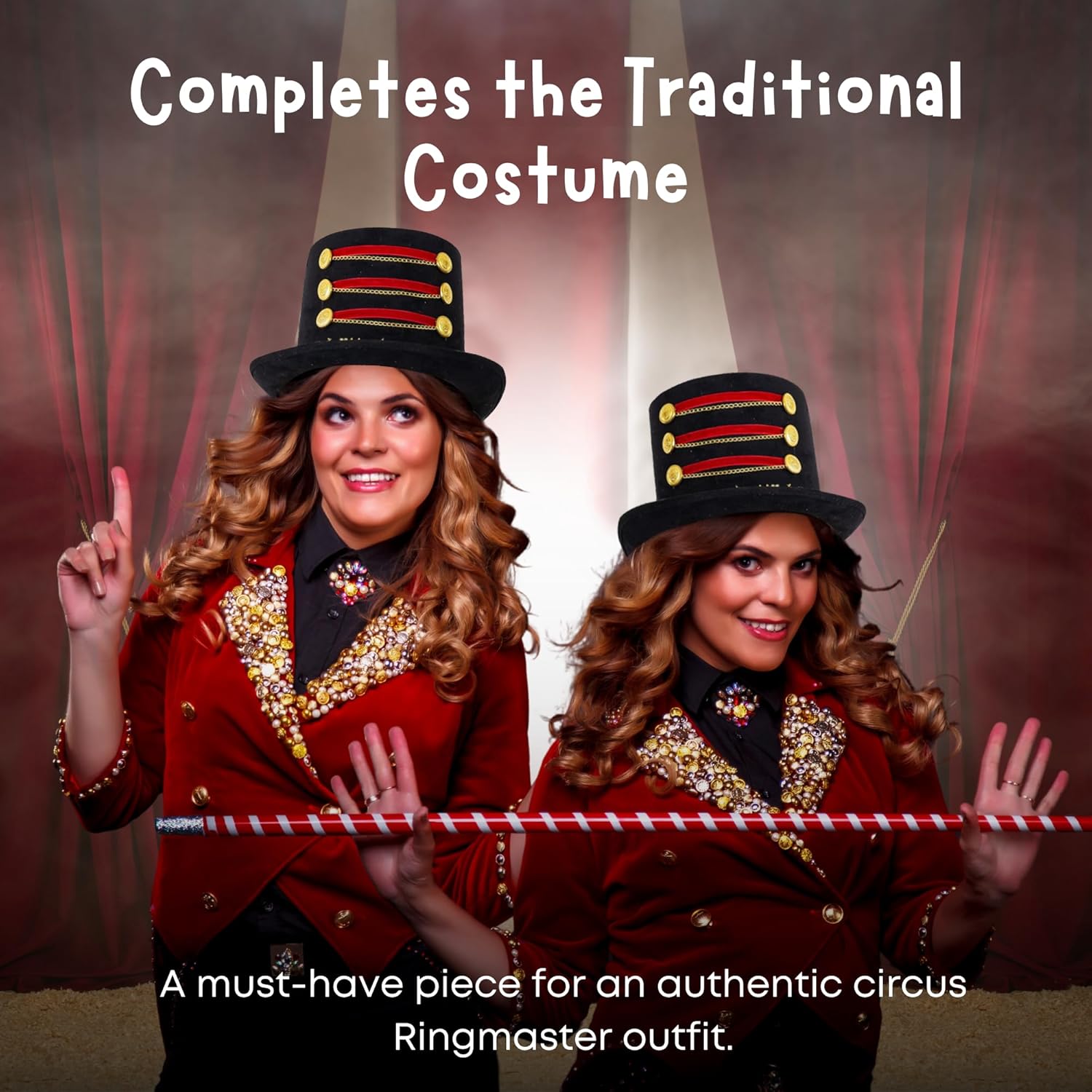 Dress Up America Ringmaster Hat for Adults - Circus Costume Accessory - Perfect Top Hat for Ring Master Costume Women - Lion Tamer Hat - Image 6