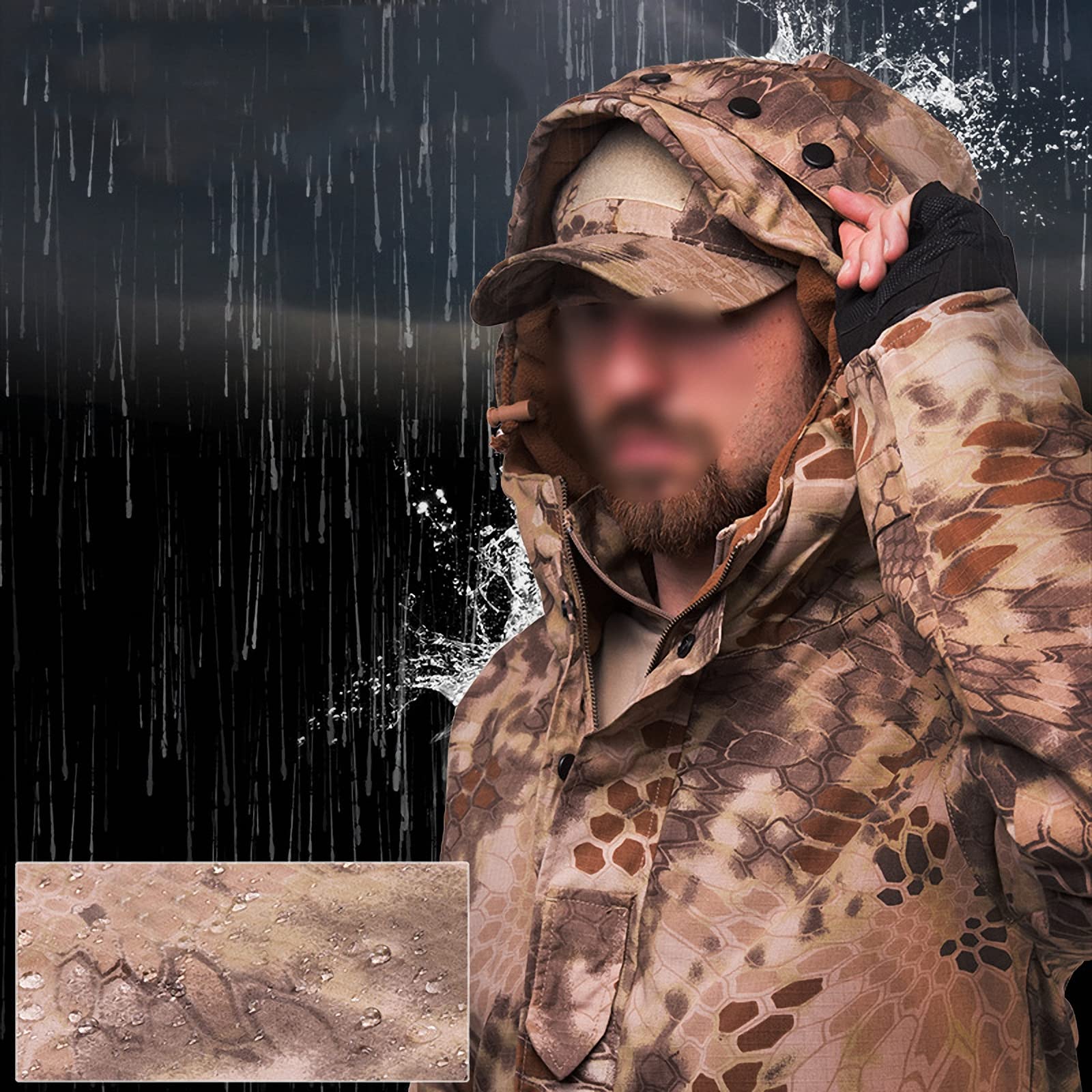 Taktische Outdoor Jacke,Warmer camo Kapuzenmantel Herren,angriffsfeld kampfspiel,Bergsteigen,ski uniform,arbeits Kleidung,Airsoft Paintball schießen Jagd tarnanzug Shirt