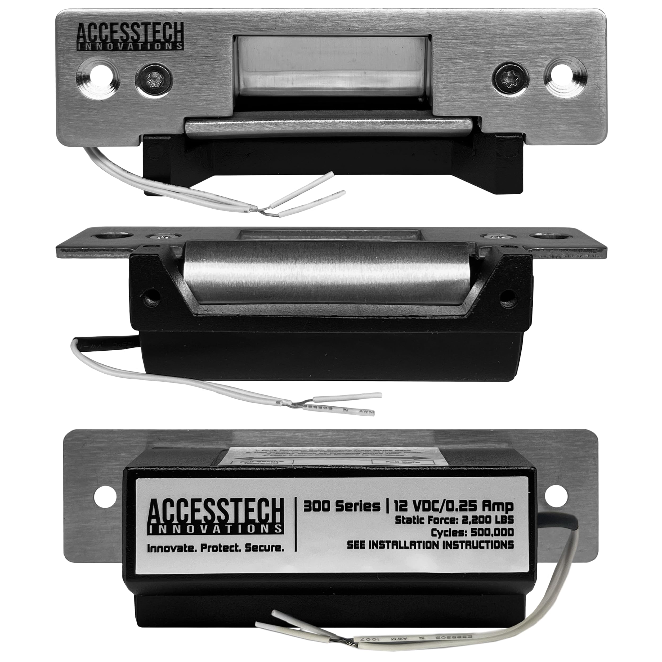 Sistema de control de acceso estándar ANSI de cerradura de puerta eléctrica resistente | 2,200+ LBS | Seguro contra fallos/fallas ajustable | Voltaje de entrada de 12 V CC