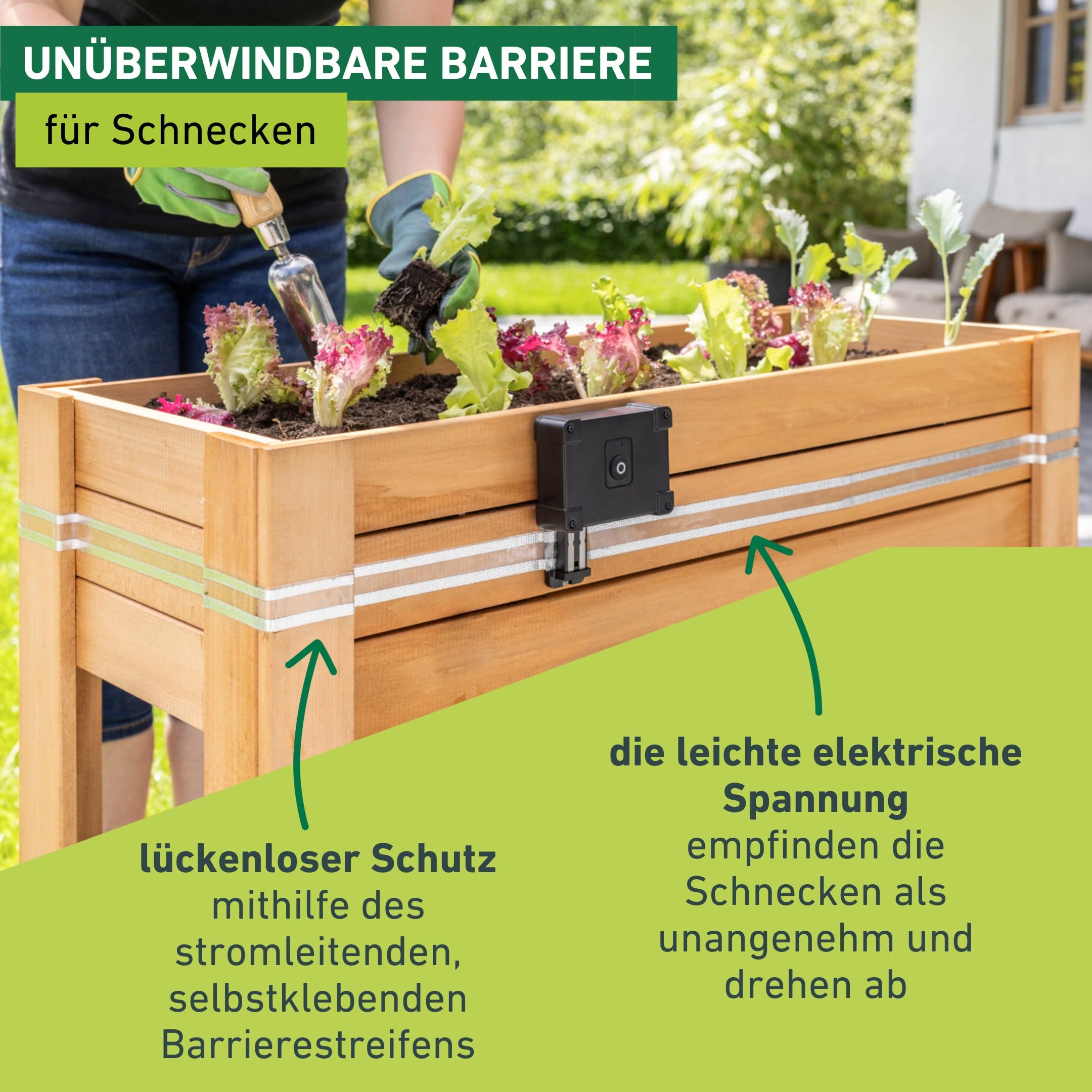 Windhager Elektrische Schneckenabwehr "e-Fence" - 10 m - Schneckenschutz für Hochbeete, Schneckenband elektrisch, Schneckenbarriere, Schneckenzaun - unbedenklich für Mensch und Tier - selbstklebend