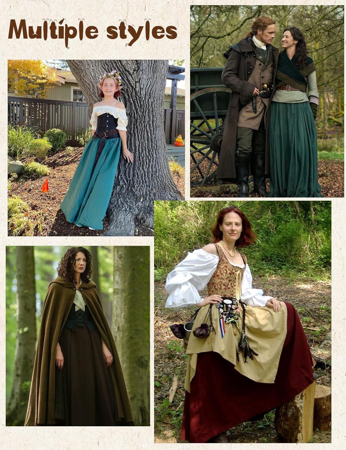 BEAUTELICATE Victorian Dress Renaissance Skirt Gypsy Long Maxi Medieval Skirt A-line Full Length - Image 5