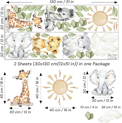 Miniatura 2 de Calcomanía de pared de animales de safari para bebés, calcomanía de pared de animales de la selva, mural de guardería, calcomanía para guardería de