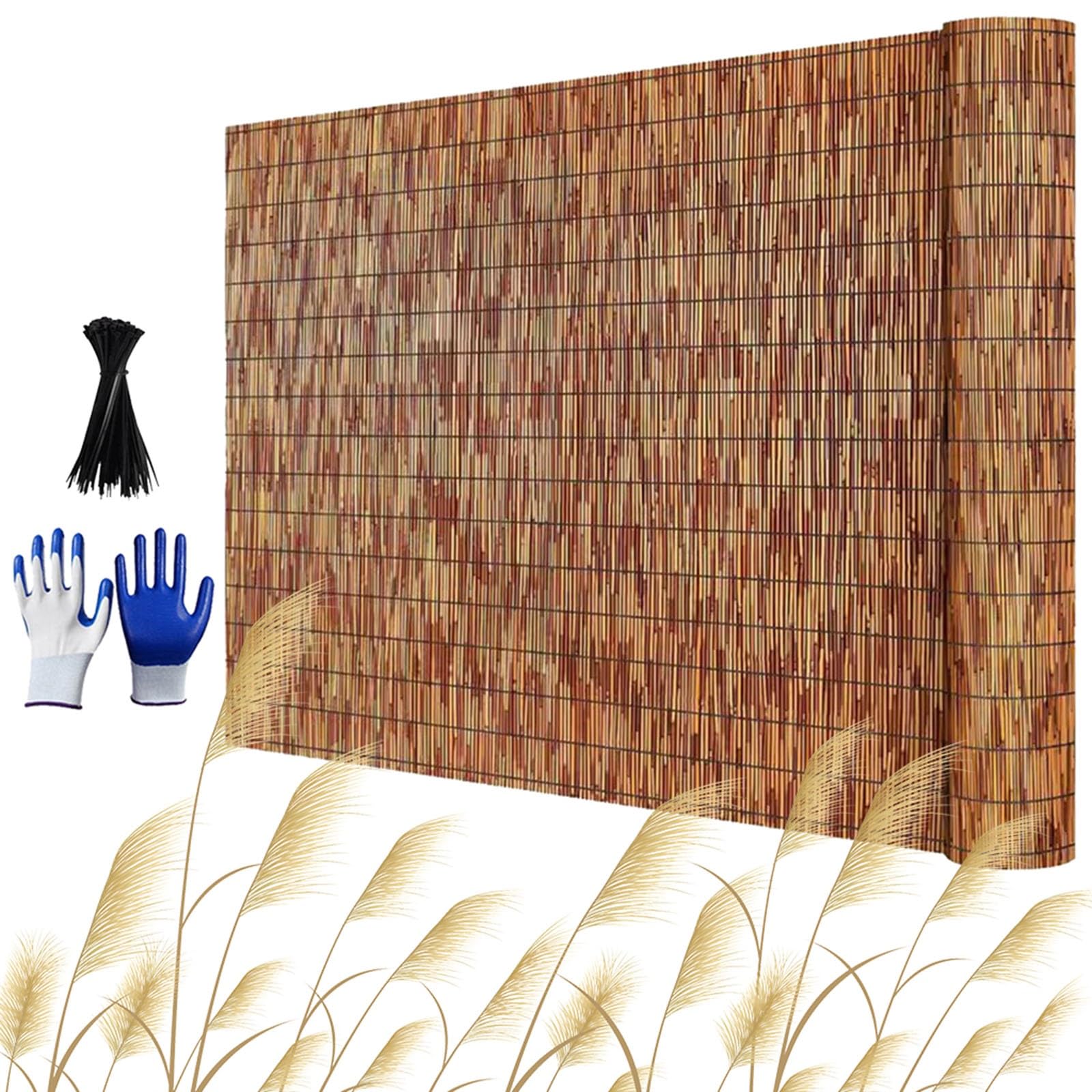 Générique Canisse Roseau Naturel, Brise Vue en Roseau Opaque pour Clôture Jardin et Palissade Terrasse, Pare-Soleil Coupe-Vent Exterieur, Rouleau Protection Intimité Balcon(91x457cm(3x15ft))