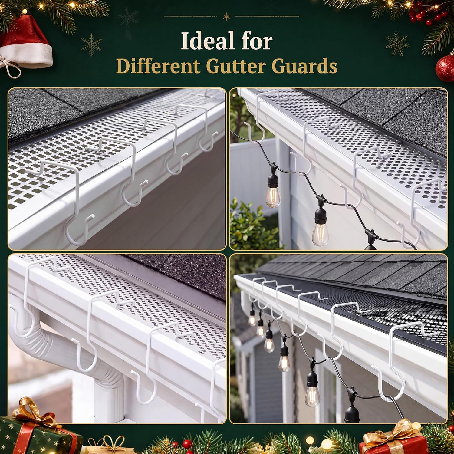 Frienda White 300 Pcs Stainless Steel Christmas Light Hooks Gutter Clips