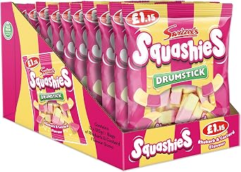 Swizzels Squashies Sweets - Rhubarb and Custard Flavour Squashies - Price Marked Multipack Sweets 12 x 120g