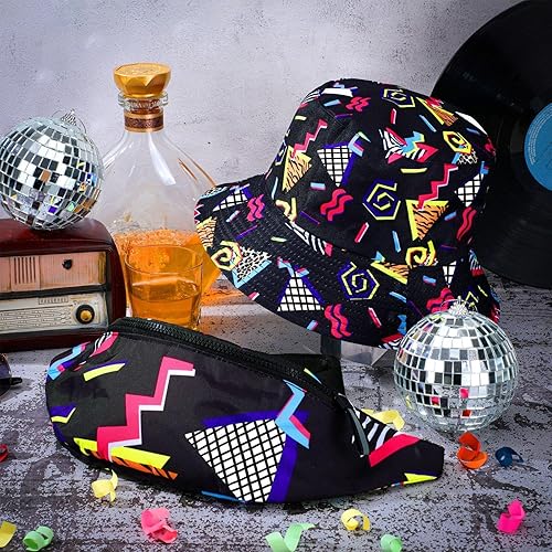 Miniatura 7 de JenPen Juego de 2 sombreros tipo cangurera de los años 80 y 90 para hombres y mujeres, accesorios retro para fiestas deportivas de verano