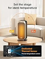Vista 7 de DREO Space Heaters for Indoor Use, 1500W Portable Electric Heater with Remote and Thermostat, PTC Ceramic, Safety Heat with 70° Oscillation for