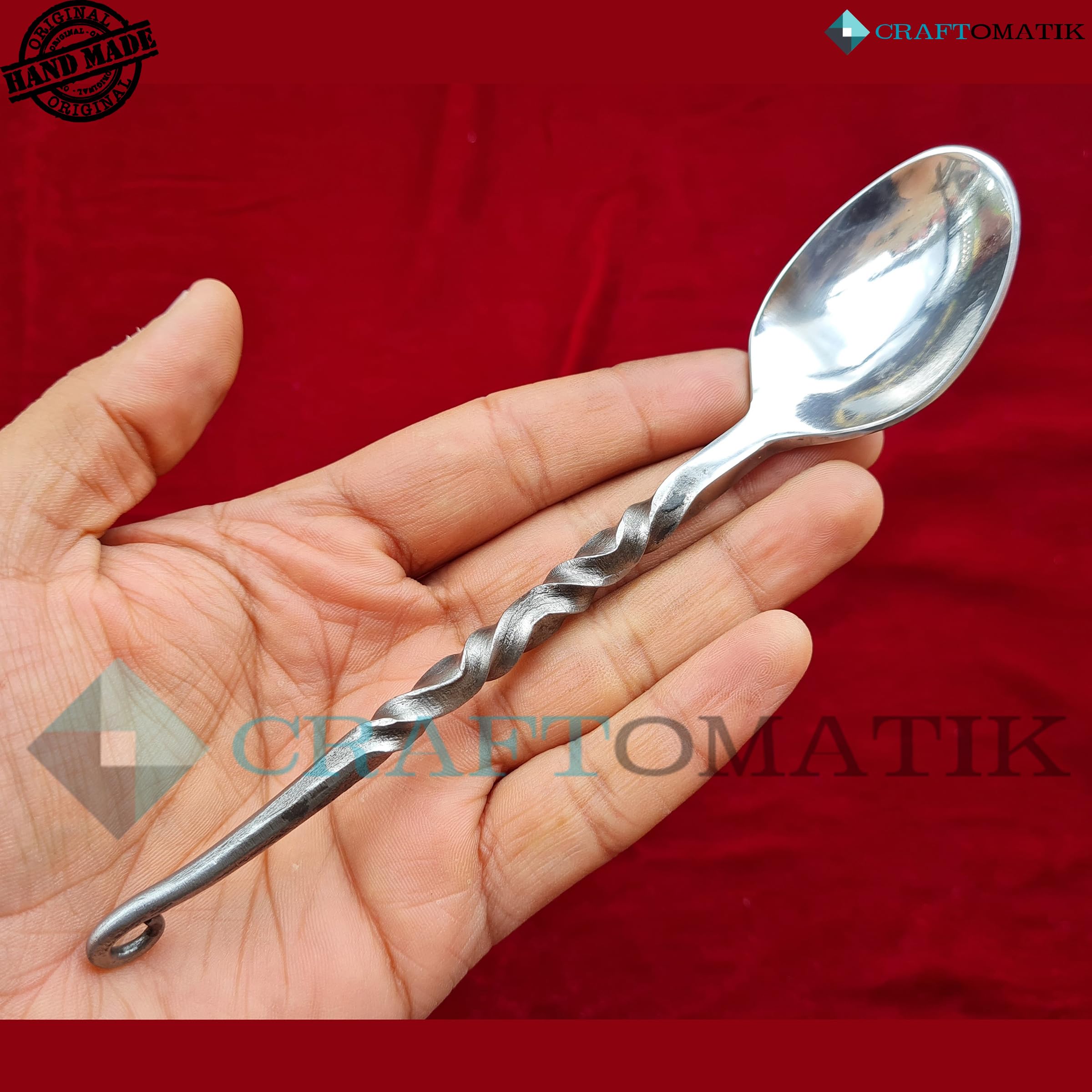 Set di posate forgiate a mano in stile medievale | 3 pezzi (coltello, forchetta, cucchiaio) con custodia in pelle | set regalo per cucina, campeggio e barbecue | HFTC07x