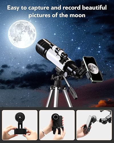 Miniatura 4 de BOBLOV Telescopio refractor para niños de 2756in de apertura telescopio astronómico de 15748in de longitud focal imágenes de luna brillante