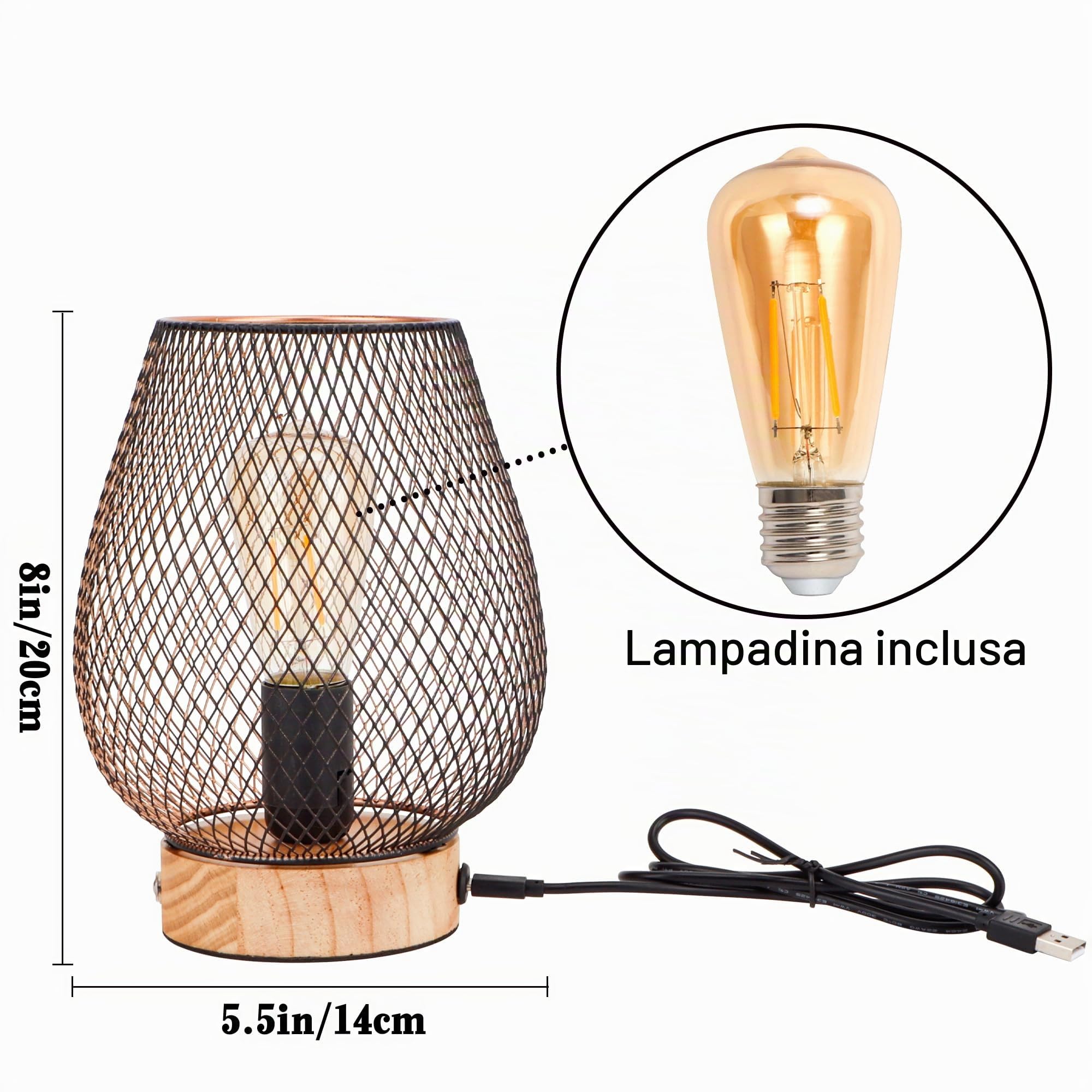 JHY DESIGN Lampada da comodino a contatto, in metallo, a gabbia, LED, Lanterna, lampada a batteria, senza fili, per matrimoni, feste, eventi all'aperto e interni