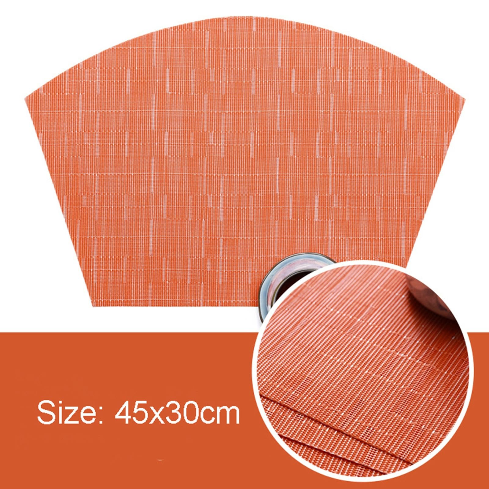 Epinki Tischset Stoff Abwaschbar Sektor, 6er Set 45x30CM Platzsets Abwaschbar Sektor Einfarbig Anti-Rutsch aus PVC, Tischuntersetzer Waschbar Orange für Küche Speisetisch