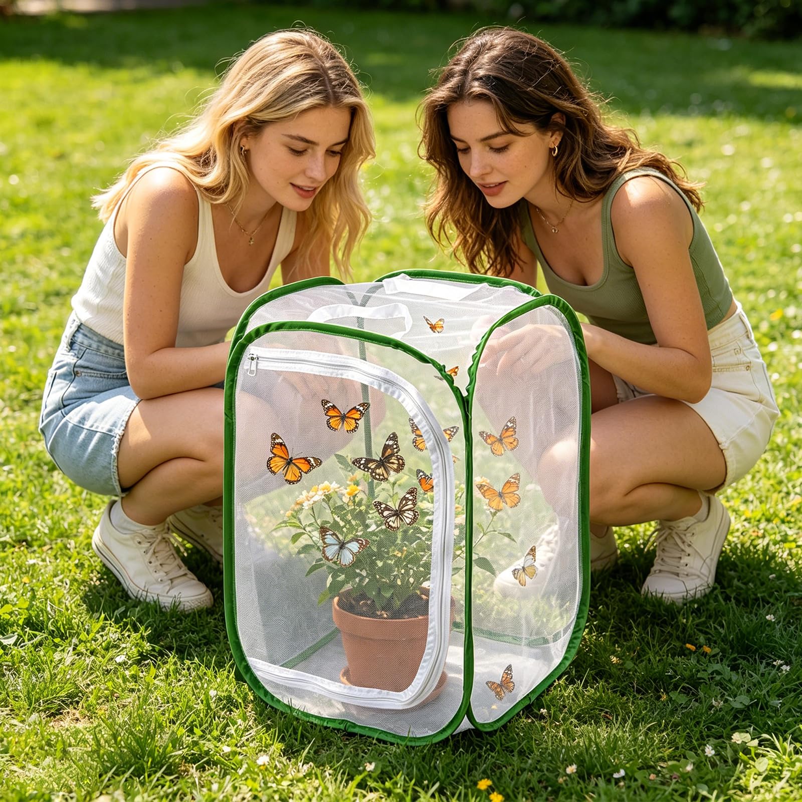 40 X 40 X 60 CM Kit Farfalle Gabbia Insetti Butterfly Kit Gabbia per Habitat Farfalla Terrari Pieghevole in Rete Habitat di Allevamento per Piante Insetti Educazione Scientifica