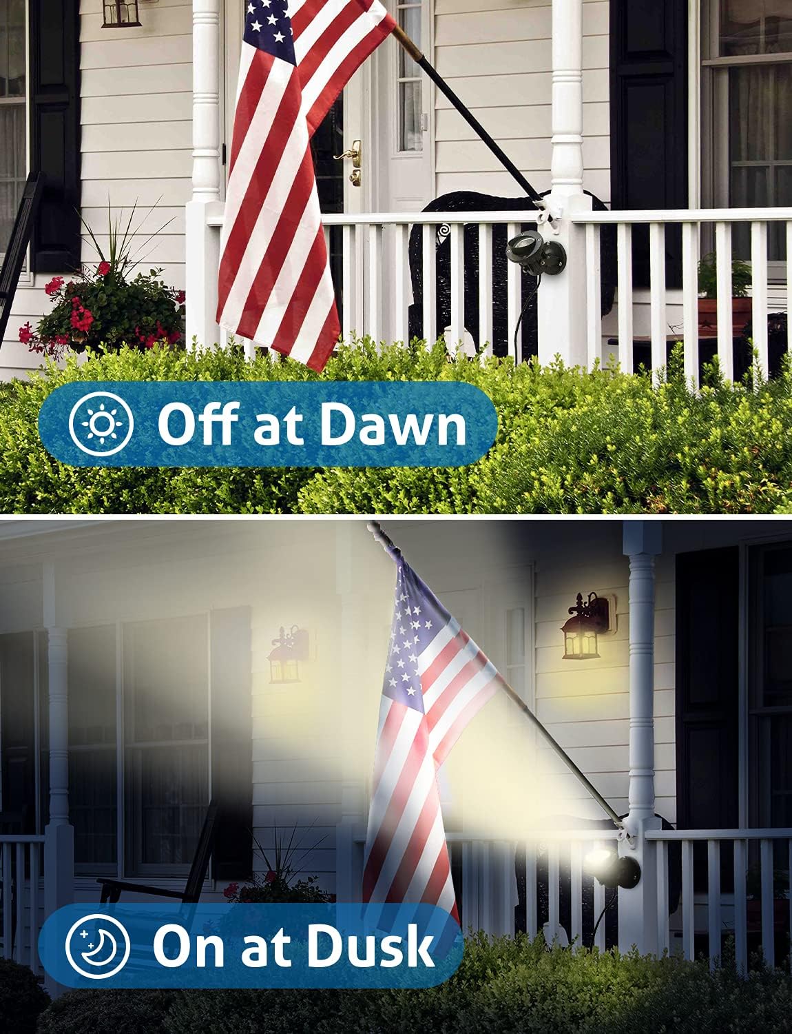 SUNVIE 20W Spot Lights Outdoor with Photocell Sensor, Dusk to Dawn LED Landscape Spotlights, Waterproof 120V 2000LM 3000K Landscape Lighting for Yard Flag Tree Garden 6 FT US 3-Plug in Cord, 2 Pack