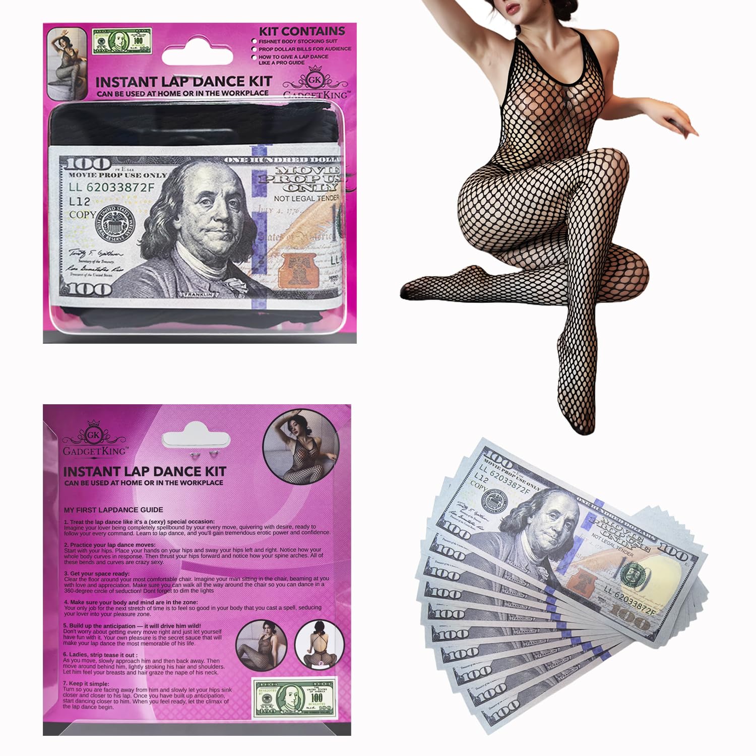 Instant Lapdance Kit Gift For Her Him Girlfriend Rude Boss Office Secret Santa Christmas Stocking Filler Stripper Set Fishnet Lapdancer Wife Friend Adult Rude Prank Joke Rude Novelty Birthday
