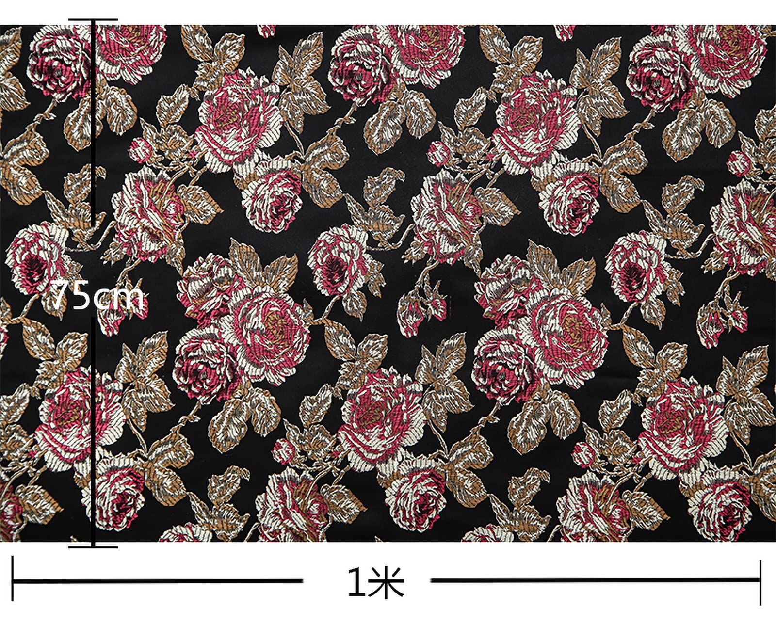Tkanina brokatowa, Peonia Żakard 75x100cm Szeroki Sprzedawany na metry do Ubrań Ręcznie Robionych Torb Poduszek Cheongsam