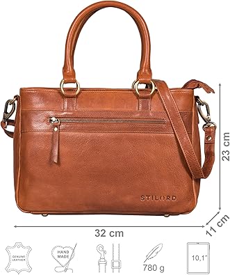 STILORD Lexa Grote Leren Handtas Dames Vintage Shoulder Bag Shopper Messenger Bag Kantoor Handtas Echt Leder Kleur:prestige - bruin STILORD Lexa Grote Leren Handtas Dames Vintage Shoulder Bag Shopper Messenger Bag Kantoor Handtas Echt Leder Kleur:prestige - bruin