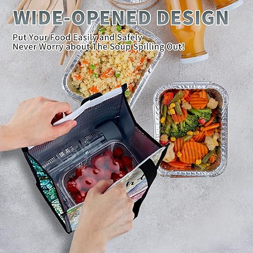 Miniatura 6 de Bolsas de almuerzo de libélula ligeras lindas para mujer, lonchera grande, reutilizable, aislada, bolsa de almuerzo hielera, plegable, portátil, a