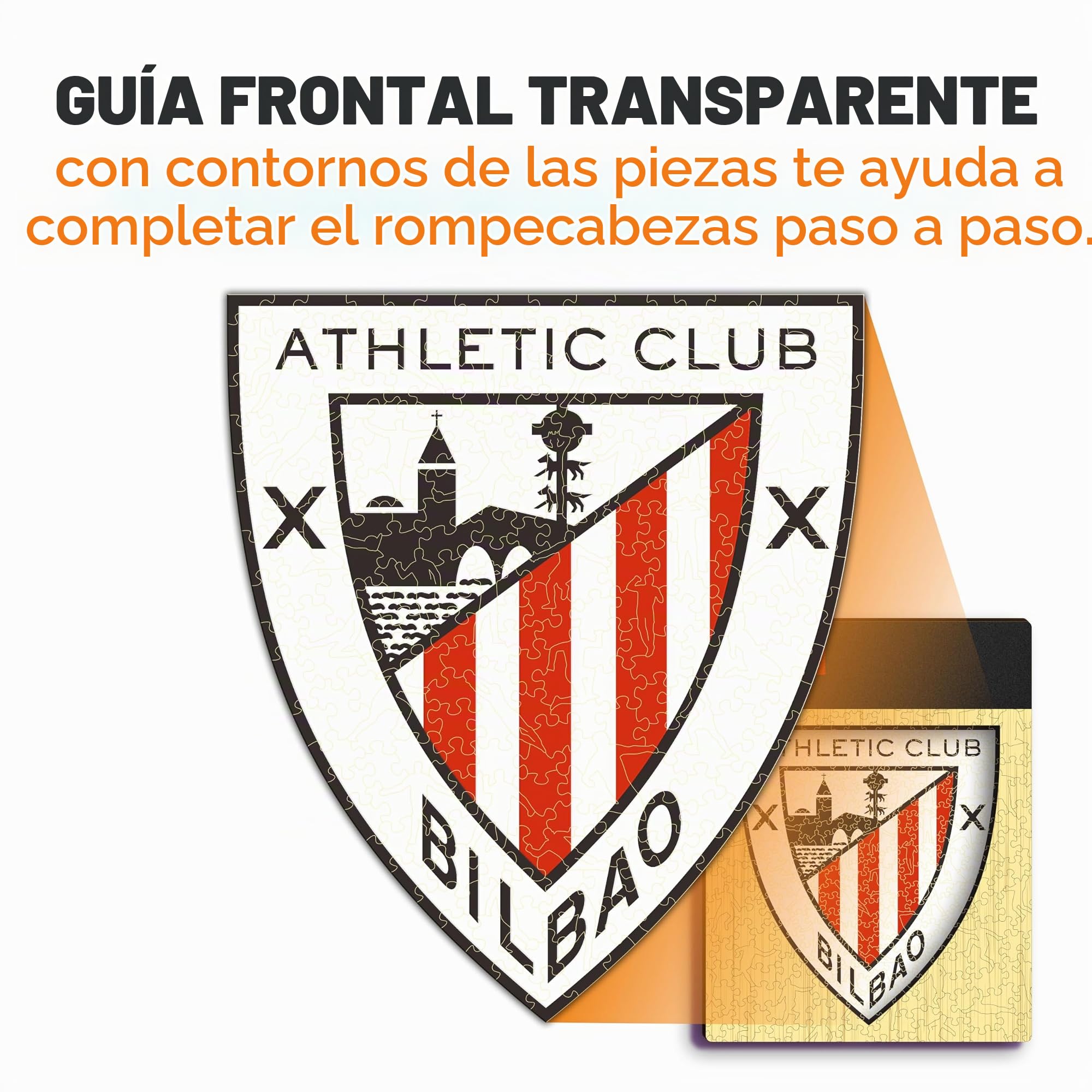 Iconic Puzzles - Athletic Club, Logo, Rompecabezas de Madera con Licencia Oficial, Regalo para Adultos y Niños, Talla L, 500 Piezas