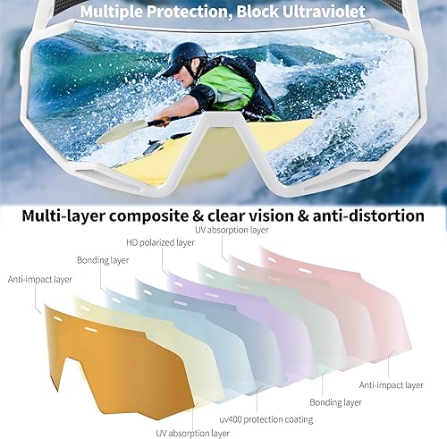 Miniatura 4 de FEISEDY Gafas de sol polarizadas de ciclismo para mujeres y hombres, gafas de sol deportivas al aire libre, béisbol, correr, ciclismo, pesca, gafas