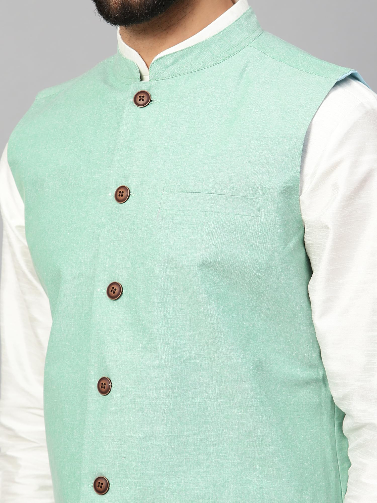 LATEST CHIKAN Men's Traditional Cotton Solid Nehru Jacket/Waistcoat - Image 6 thumbnail