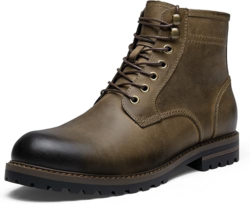 Jousen Mens Boots Leather Motorcycle Casual Boots For Men Waterproof Hiking Chukka Boots Mens