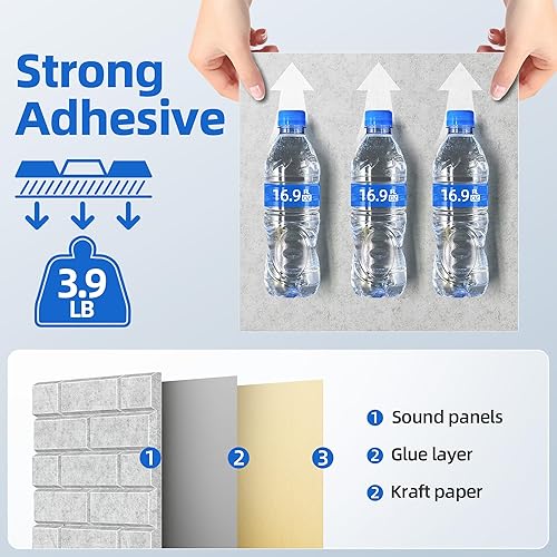 Miniatura 4 de Paquete de 20 paneles acústicos con autoadhesivos, paneles de espuma de alta densidad a prueba de sonido de 12 x 12 x 0.4 pulgadas para paredes,