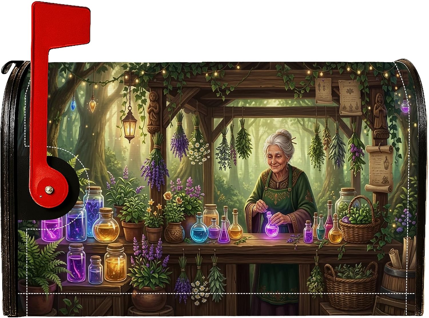 Fantasy Forest Apothecary Herbalist Magnetic Mailbox Covers 21x25 Inch