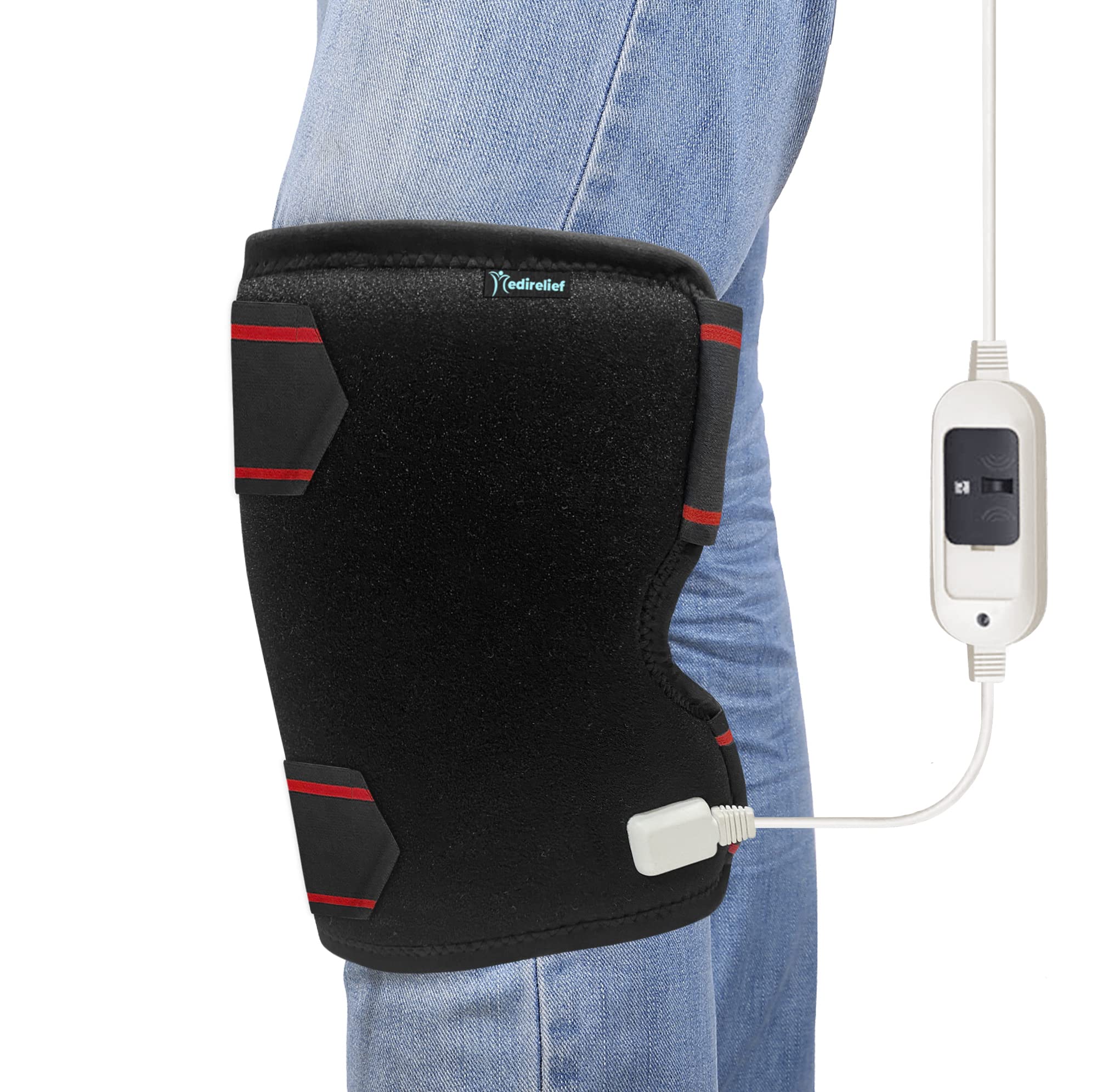 MEDIRELIEF Cotton Universal Heating Knee Pad - Adustable Orthopedic Knee Support With Electric Heating Pad Knee Support Brace For Arthritis Joint Pain Relief Belt - Black, Free size (B09XR5PTSV) Amazon Price History, Amazon Price Tracker