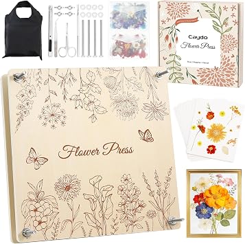 Caydo Large Flower Press Kit for Adults & Teens, 11"x11"Flower Pressing Kit | 10 Layers for Pressed Flowers, Herbs, Leaves, Flowers Bouquet Preservation Kit for Bookmarks, Wedding and Craft Projects