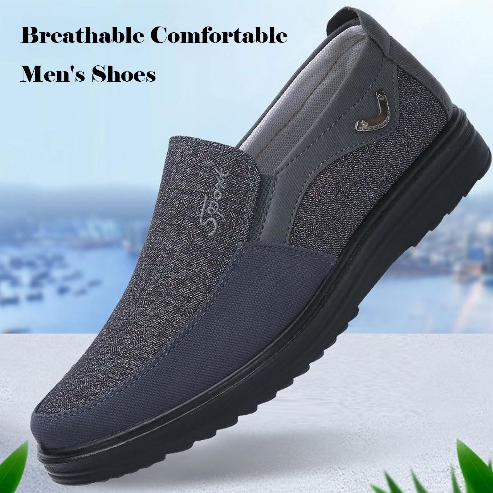 Wsuwane tenisówki, wygodne i stylowe buty do chodzenia, lekkie, modne buty męskie, oddychający i lekki materiał (Dark Grey US Men 6.5)