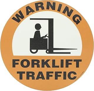 Accuform MFS2817 Slip-Gard Adhesive Vinyl Round Floor Sign, Legend “Warning Forklift Traffic”, 17″ Diameter, Black/White on Orange
