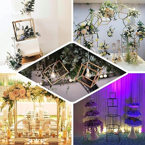 Miniatura 5 de Efavormart - Paquete de 2 soportes cuadrados de 24 pulgadas para flores de boda, soporte de columna de metal, jarrón geométrico