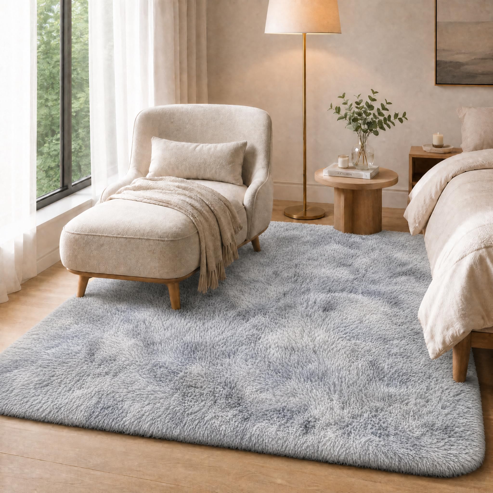 BEIMO 120x170cm Tie-Dye Fluffy Area Rug, Faux Fur for Bedroom Home Indoor