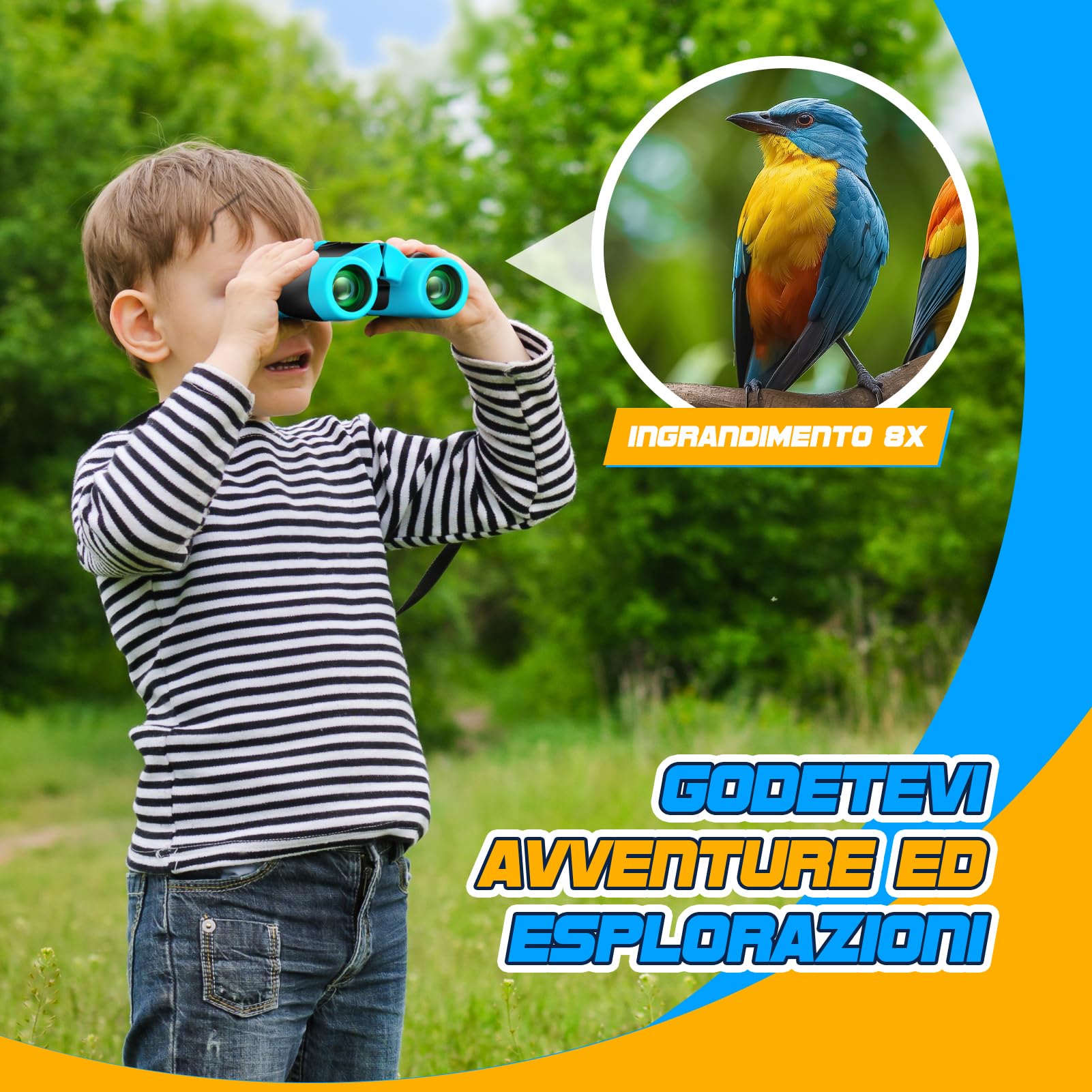 Upgrade Impermeabile Compatto Binocolo per Bambini - 8x21, All'aperto Idea Giocattoli Regalo