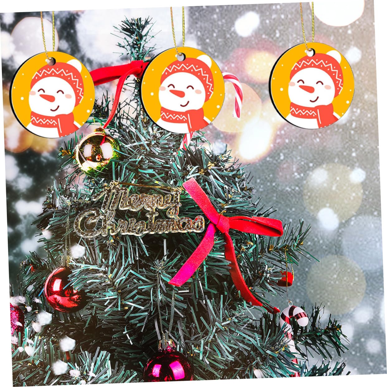 Cabilock 60 Piezas Encanto de sublimación de Navidad Decoraciones navideñas Adornos navideños Personalizados Colgantes de sublimación de Navidad Apoyo de diseño de Navidad decoración MDF