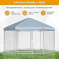 Vista 5 de Polar Aurora Perrera para perros al aire libre con techo, jaula grande para perros en el exterior con puerta de metal, perrera resistente