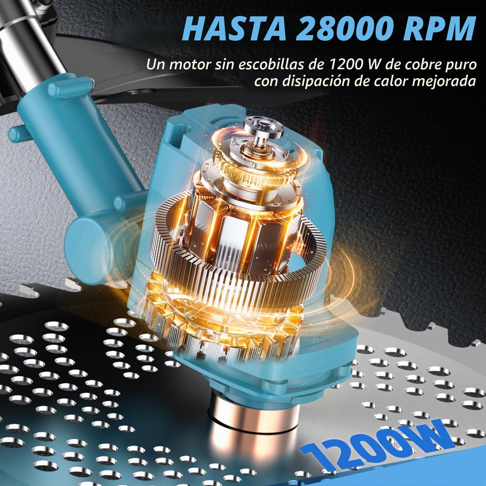 Cortabordes inalámbrico para baterías Makita, Motor sin escobillas 1200W, 2 baterías 4000mAh, telescópico, Cabezal Ajustable césped y maleza