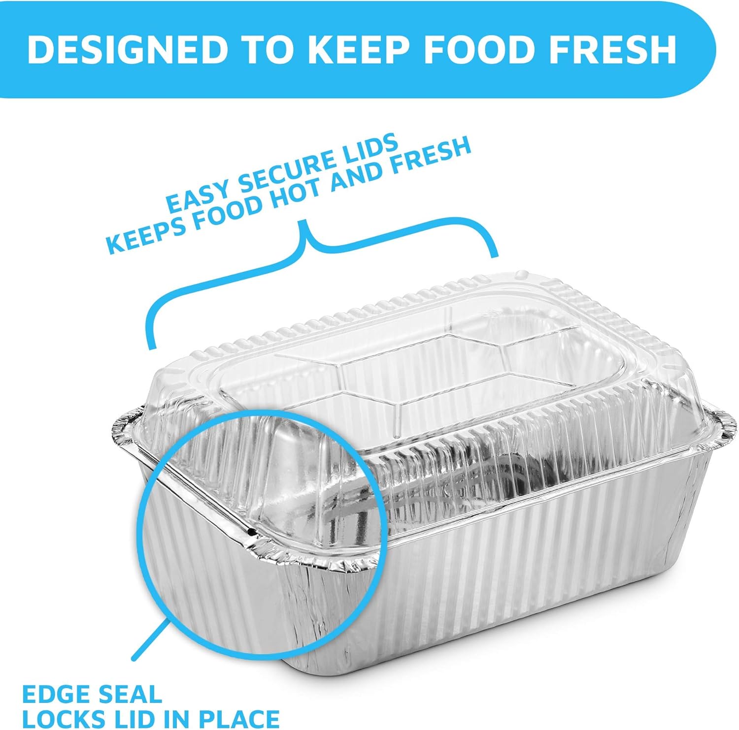 Exсluѕіvе MontoPack Disposable Takeout Pans with Clear Lids | 5lb Capacity Aluminum Foil Food Containers with Seal for Freshness | Eco-Friendly & Recyclable | 25-Pack 6.5x9.5” Drip Pans