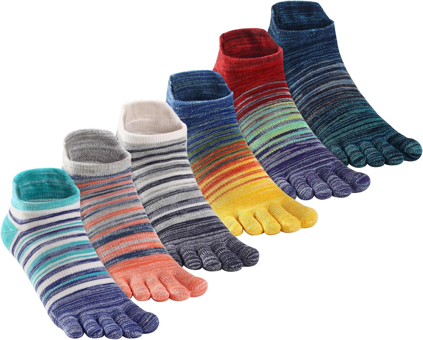 Crew Toe Sock, Cotton Ankle Sock & Stocking, Arch Support, Running Five-Toe Design(3&6pairs)