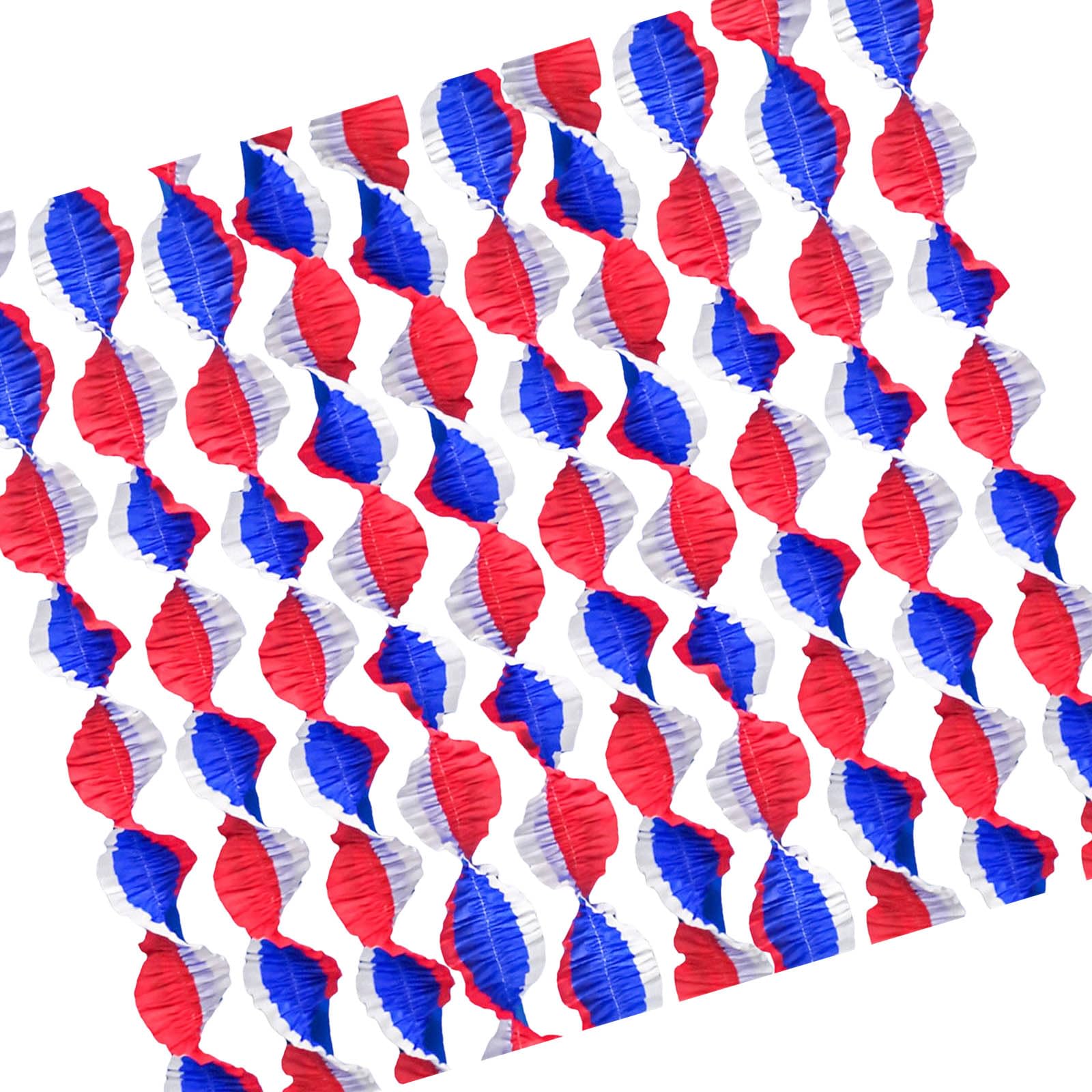 10Pcs Stitched Crepe Paper Streamers Independence Day Ceiling Hanging Decoration for Fourth of July Festival Celebration Bulk Paper Garlands