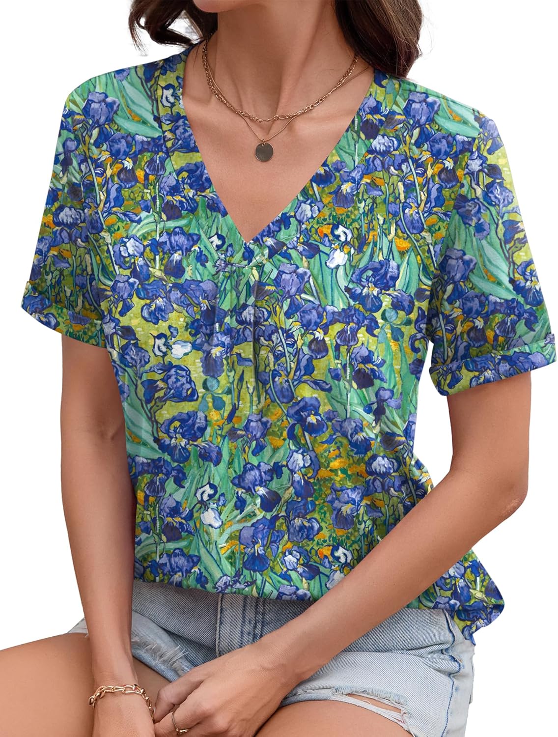 AKEWEI Womens Tops Short Sleeve Shirts for Women V Neck Business Casual Tunic Spring Fashion Clothes 2026 - Image 2