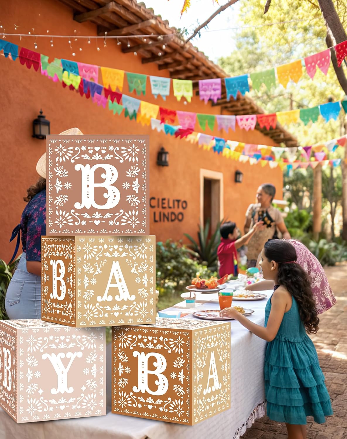 KARAQY 4PCS Cielito Lindo Party Decoration, Mexican Baby Boxes with Letters Paper Decorative Boxes for Baby Shower Gender Reveal Birthday Fiesta Party Decorations (10 * 10 * 10 Inches) - Image 8