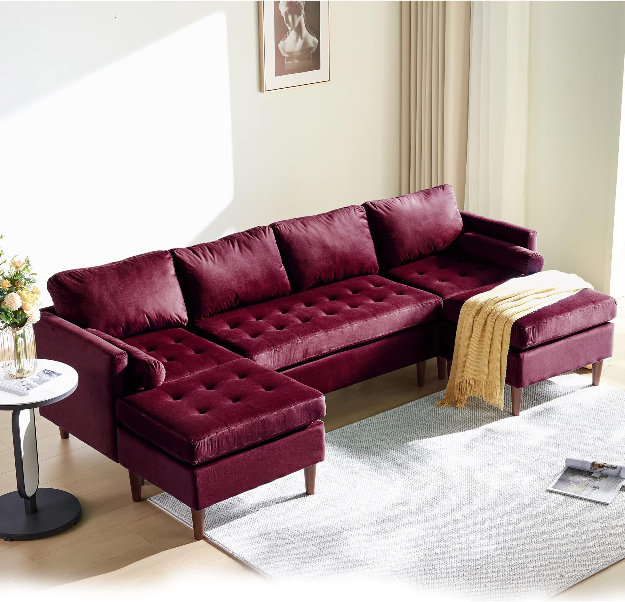 Iconic Home Da Vinci Tufted Silver Trim Navy Blue Velvet