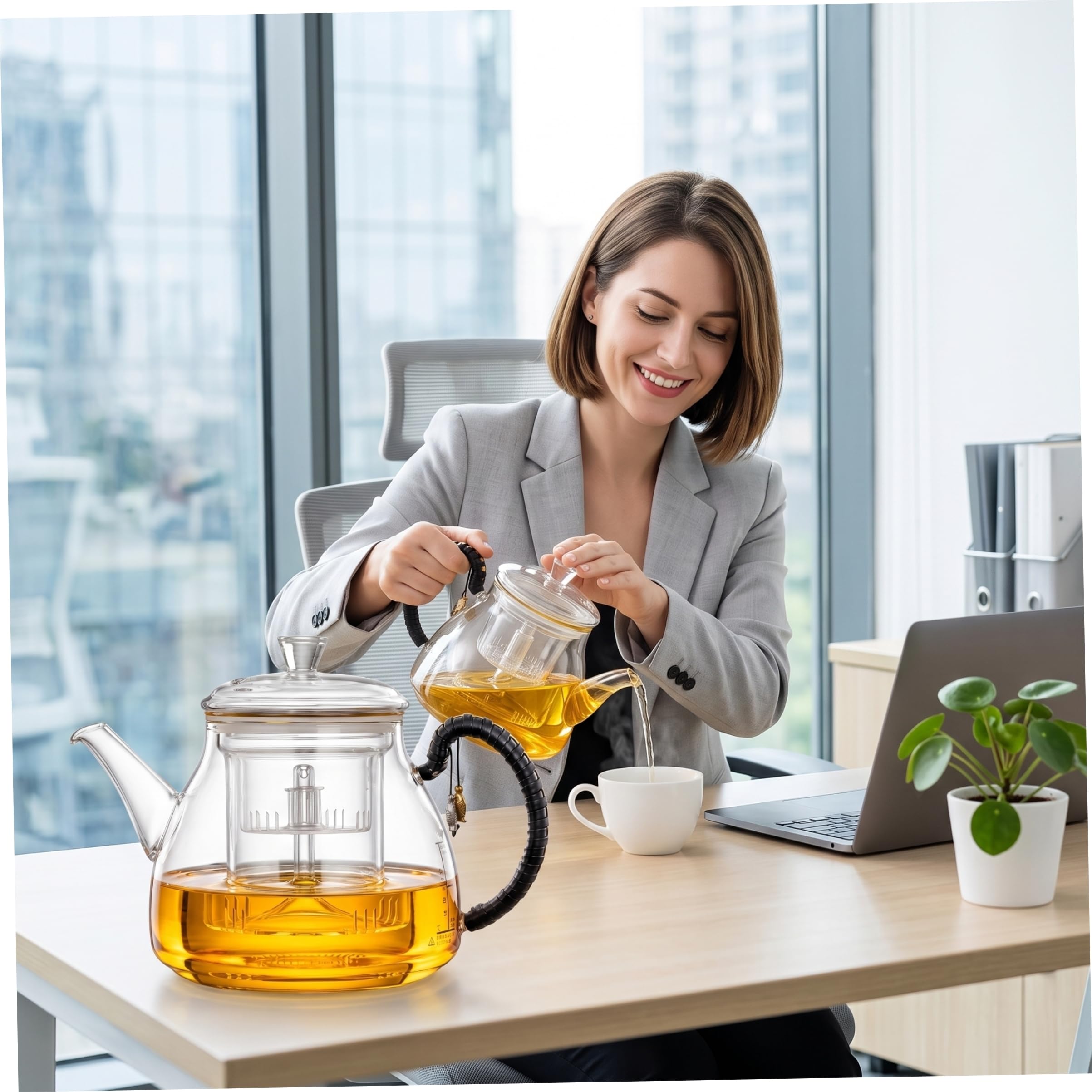 Teiera in vetro con infusore 2 in 1 Bollitore per piano cottura da 1200 ml