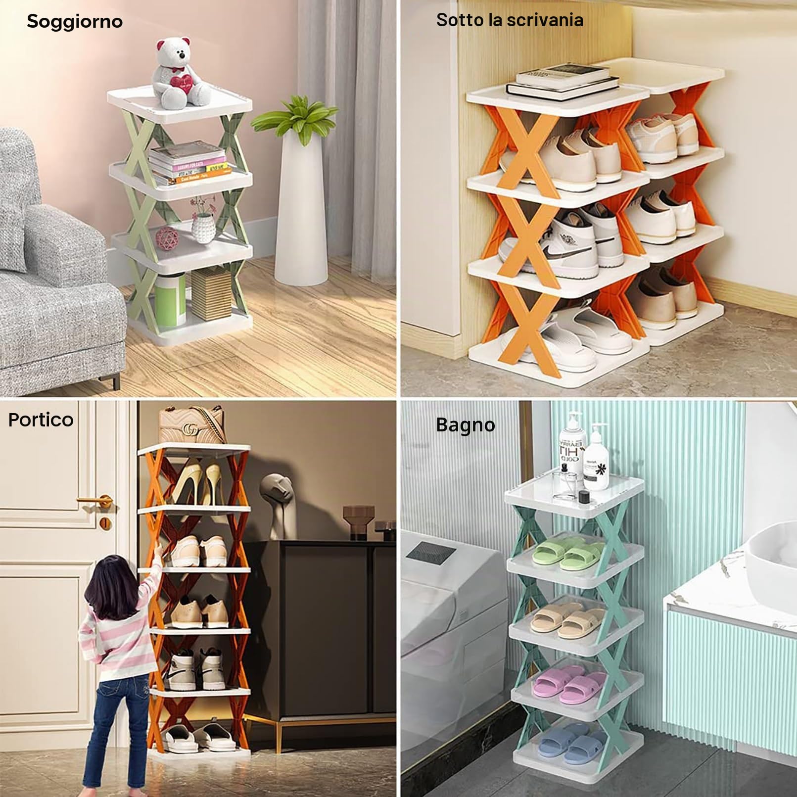 Scarpiera Verticale, Torre Per Scarpe A 7 Ripiani, Shoe Rack Impilabile, Porta Scarpe Salvaspazio, Scarpiere Multistrato, Porta Scarpe Impilabile Organizzatore, Per Ingresso/Camera/Salotto/Corridoio (