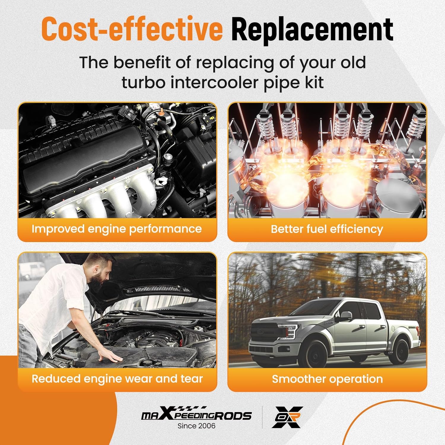 maXpeedingrods Intercooler Pipe Boot Kit with Intake Elbow for Ford F-250 F-350 F-550 Super Duty 2003-2007 F-450 Super Duty 2004-2007, Excursion 2003-2005, 6.0L Powerstroke Diesel