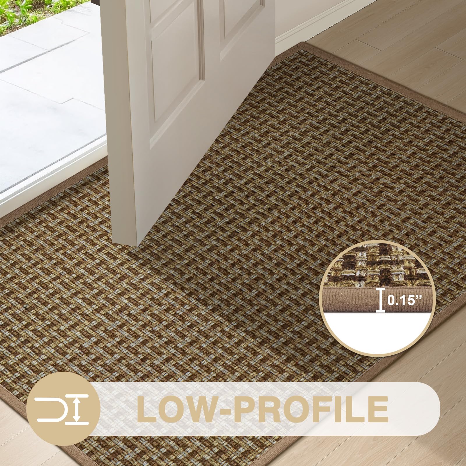 LEKEEPGO Zerbino Ingresso Interno 60x90cm, Tappeto Ingresso Interno Antiscivolo, Tappeti Lavabile, Tappetino Assorbente per Casa Porta, Entrata, Corridoio, Marrone