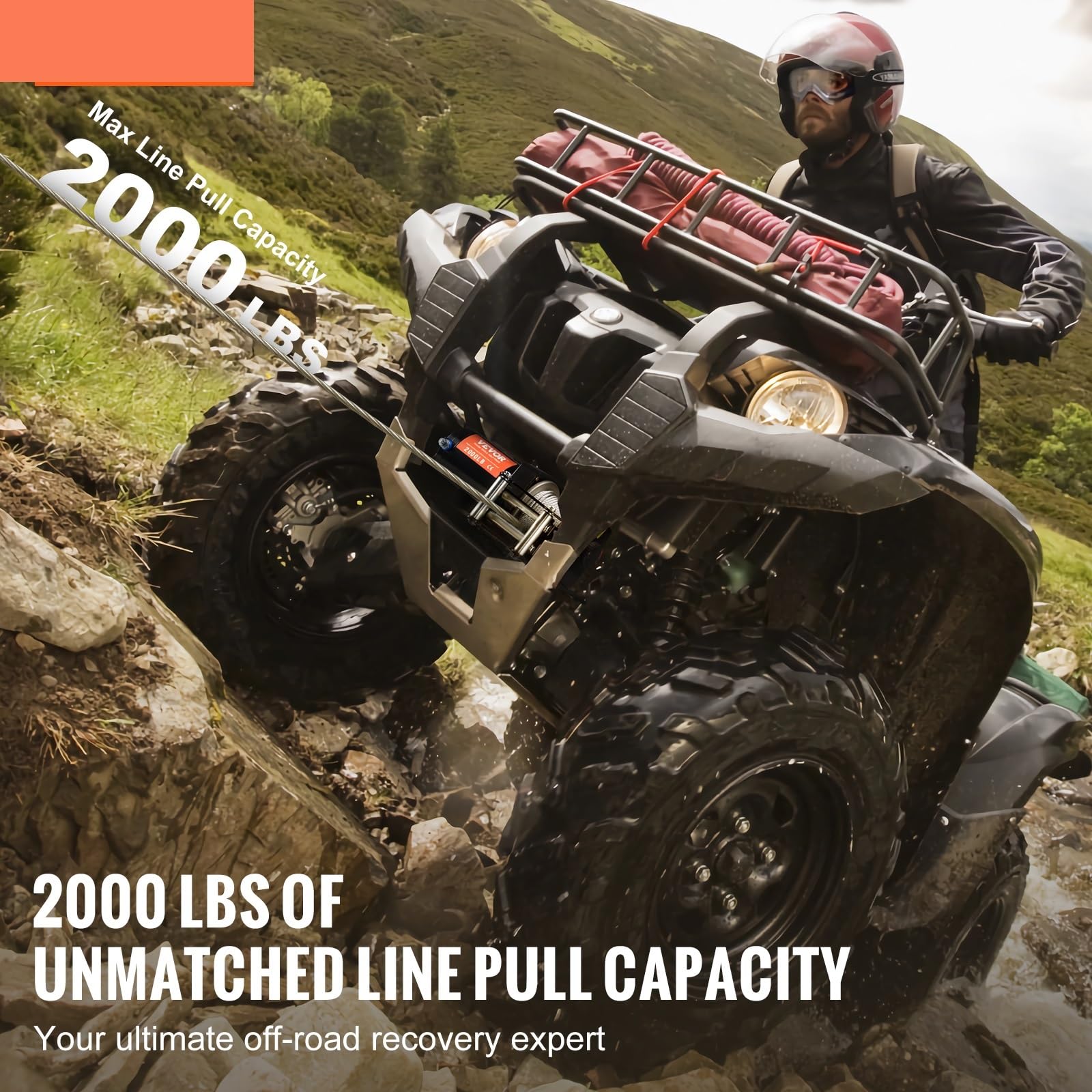 Paranco Elettrico Cavo in acciaio ATV/UTV per verricello elettrico da 2000 libbre con telecomando cablato per il traino di camion fuoristrada